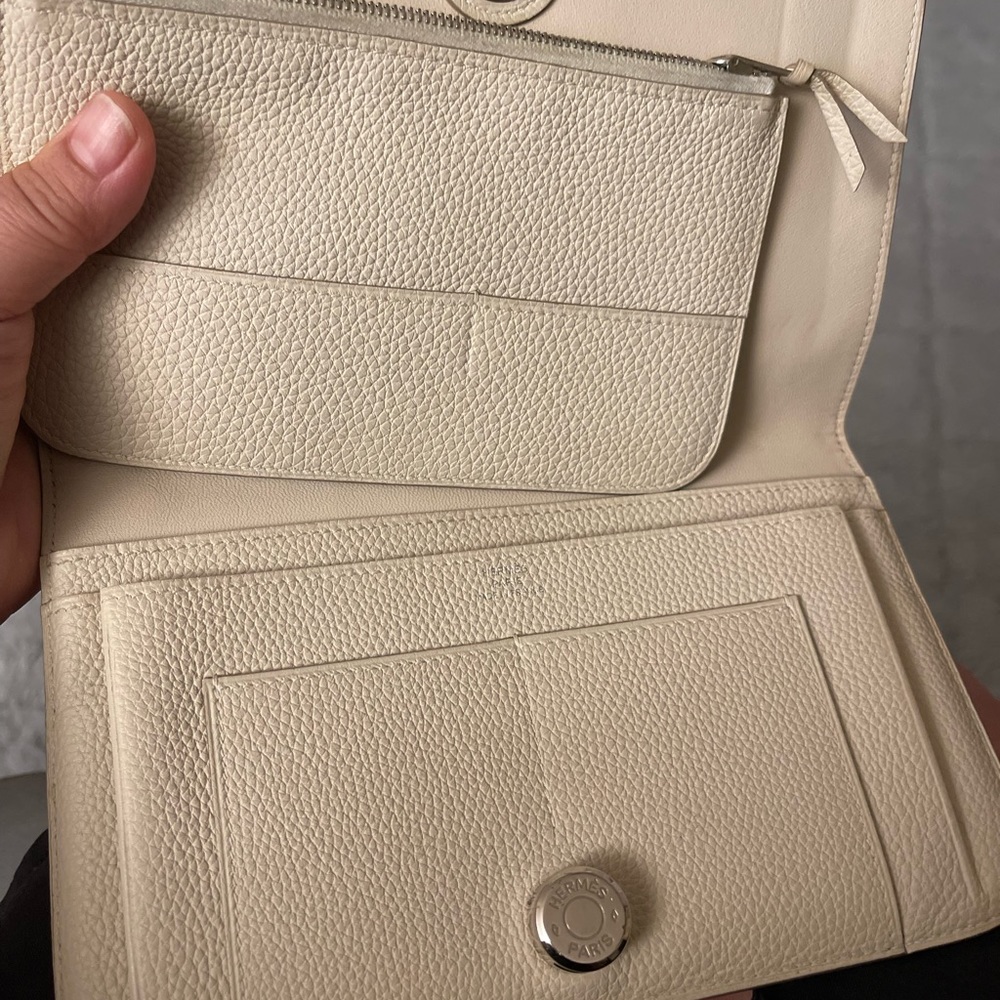 Hermes Dogon Duo Wallet Cream